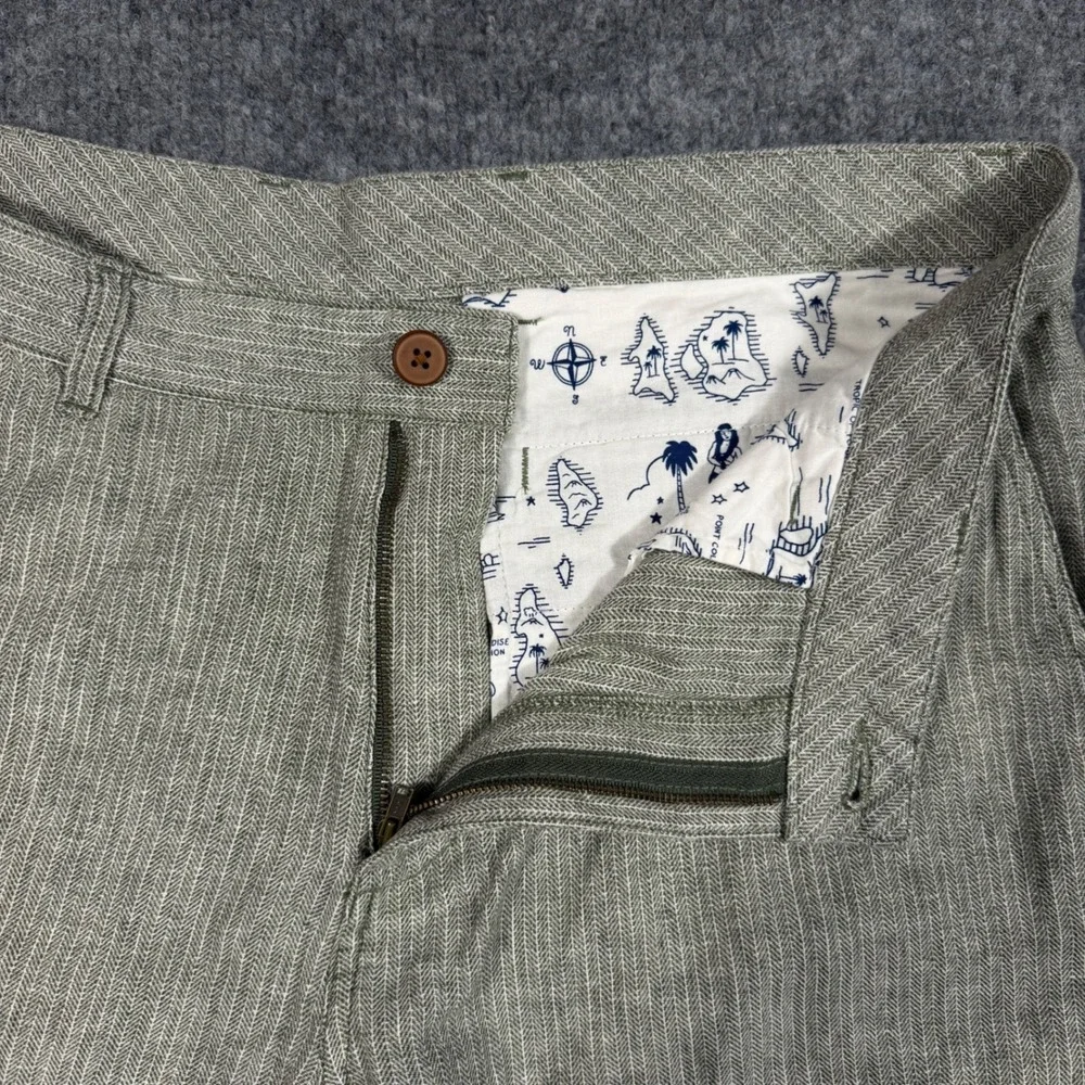 Tommy Bahama Shorts Herringbone Men 36(Fit 34x8.5) Green Linen Cotton Blend NWOT